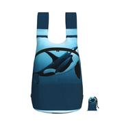 Zouey Foldable Storage Backpack Polyester Portable Travel & Reusable Shopping Daypack with Zips,The Dreamer Orca