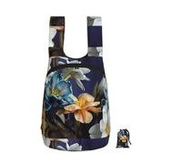 Zouey Foldable Storage Backpack Polyester Portable Travel & Reusable Shopping Daypack with Zips,Tulip Floral Pattern