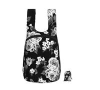 Zouey Foldable Storage Backpack Polyester Portable Travel & Reusable Shopping Daypack with Zips,Vintage White Rose Tulip