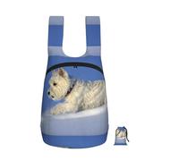 Zouey Foldable Storage Backpack Polyester Portable Travel & Reusable Shopping Daypack with Zips,Westie Winter West Highland White Terrier Dogs