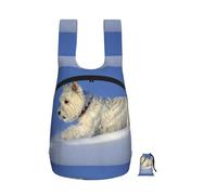 Zouey Foldable Storage Backpack Polyester Portable Travel & Reusable Shopping Daypack with Zips,Westie Winter West Highland White Terrier Dogs