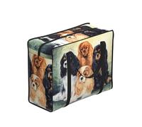 Zouey Reusable Foldable Shopping Bag Grocery Bags, Portable Laundry Bags with Zips & Strong Handle,Black Golden Cavalier King Charles Spaniel
