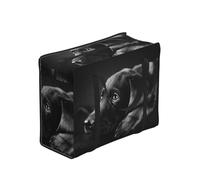 Zouey Reusable Foldable Shopping Bag Grocery Bags, Portable Laundry Bags with Zips & Strong Handle,Black Labrador Puppy Art