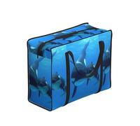 Zouey Reusable Foldable Shopping Bag Grocery Bags, Portable Laundry Bags with Zips & Strong Handle,Cute Shark Pattern, Killer Whale Pattern