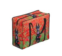 Zouey Reusable Foldable Shopping Bag Grocery Bags, Portable Laundry Bags with Zips & Strong Handle,Doberman Pinscher In The Flower