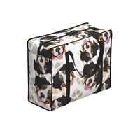 Zouey Reusable Foldable Shopping Bag Grocery Bags, Portable Laundry Bags with Zips & Strong Handle,Dog Paws Pattern Bernese Mountain Dog