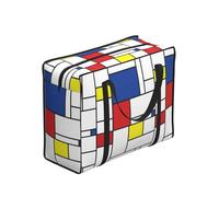 Zouey Reusable Foldable Shopping Bag Grocery Bags, Portable Laundry Bags with Zips & Strong Handle,Mondrian Minimalist De Stijl Modern Art