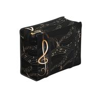 Zouey Reusable Foldable Shopping Bag Grocery Bags, Portable Laundry Bags with Zips & Strong Handle,Music Note Musical Score Black Sheet Music