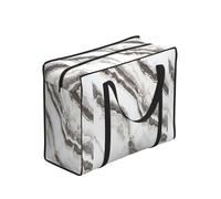 Zouey Reusable Foldable Shopping Bag Grocery Bags, Portable Laundry Bags with Zips & Strong Handle,Natural Granite Marble