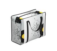 Zouey Reusable Foldable Shopping Bag Grocery Bags, Portable Laundry Bags with Zips & Strong Handle,Torn Vinyl Record And Musical Notes Flying In The Air