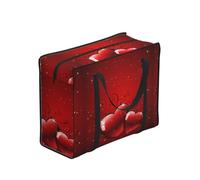 Zouey Reusable Foldable Shopping Bag Grocery Bags, Portable Laundry Bags with Zips & Strong Handle,Valentines Glitters Love Hearts Printed
