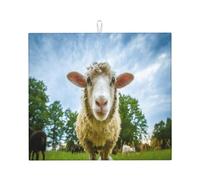 Zouey Sheep Looking Camera,Dish Drying Pad Kitchen Counter Sink Mat,Dish Drying Mat,Absorbent Dishes Drainer Mats, 41X46 cm