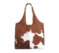 Zouey Single-shoulder Canvas Bag, Canvas Tote for Women,Shoulder Handbags Grocery Bag,Animal Brown Cowhide Print Cow