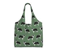 Zouey Single-shoulder Canvas Bag, Canvas Tote for Women,Shoulder Handbags Grocery Bag,Border Collies Green Border Collie Collies