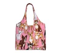 Zouey Single-shoulder Canvas Bag, Canvas Tote for Women,Shoulder Handbags Grocery Bag,Chiwawas Dog Pink