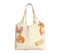 Zouey Single-shoulder Canvas Bag, Canvas Tote for Women,Shoulder Handbags Grocery Bag,Corgi With Bones And Words