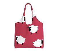 Zouey Single-shoulder Canvas Bag, Canvas Tote for Women,Shoulder Handbags Grocery Bag,Cute Sheep Cartoon White Sheep Red Printed