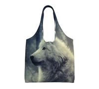 Zouey Single-shoulder Canvas Bag, Canvas Tote for Women,Shoulder Handbags Grocery Bag,Grey Wolf In Moonlight