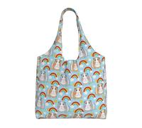 Zouey Single-shoulder Canvas Bag, Canvas Tote for Women,Shoulder Handbags Grocery Bag,Guinea Pigs And Rainbows On Blue