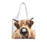Zouey Single-shoulder Canvas Bag, Canvas Tote for Women,Shoulder Handbags Grocery Bag,Highland Cow Portrait