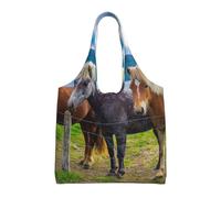 Zouey Single-shoulder Canvas Bag, Canvas Tote for Women,Shoulder Handbags Grocery Bag,Icelandic Horses Animals