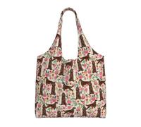 Zouey Single-shoulder Canvas Bag, Canvas Tote for Women,Shoulder Handbags Grocery Bag,Irish Setter Floral Flowers Pet Dog Cream