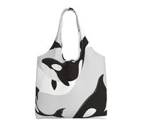 Zouey Single-shoulder Canvas Bag, Canvas Tote for Women,Shoulder Handbags Grocery Bag,Killer Whale Pattern Fish Pattern
