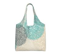 Zouey Single-shoulder Canvas Bag, Canvas Tote for Women,Shoulder Handbags Grocery Bag,Pattern Beige Teal Grey Circles