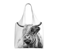 Zouey Single-shoulder Canvas Bag, Canvas Tote for Women,Shoulder Handbags Grocery Bag,Portrait Of A Highland Cow