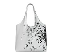 Zouey Single-shoulder Canvas Bag, Canvas Tote for Women,Shoulder Handbags Grocery Bag,Torn Vinyl Record And Musical Notes Flying In The Air