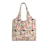 Zouey Single-shoulder Canvas Bag, Canvas Tote for Women,Shoulder Handbags Grocery Bag,Wire Fox Terrier Dogs Easter Flower Floral