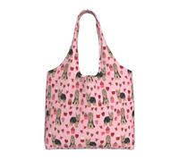 Zouey Single-shoulder Canvas Bag, Canvas Tote for Women,Shoulder Handbags Grocery Bag,Yorkie Valentines Day Yorkshire Terrier Love Design Pink