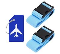 ZOUIQSS 2 Pack Adjustable Luggage Straps,Heavy Duty Suitcase Belts,Luggage Tag Travel Packing Straps with Quick Release Buckle(Blue)