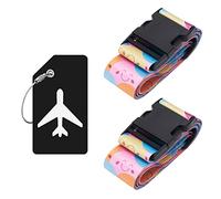 ZOUIQSS 2 Pack Adjustable Luggage Straps,Heavy Duty Suitcase Belts,Luggage Tag Travel Packing Straps with Quick Release Buckle(Smile)