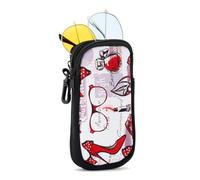 ZOUIQSS Double Eyeglass Case with 2 Compartments, Travel Eyewear Organizer for Sunglasses and Prescription Glasses, Lightweight Protective Glasses Case for Men and Women(RedShoes)