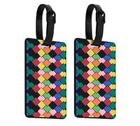 ZOUIQSS Luggage Tags Pack of Two,Baggage Tags Suitcase ID Labels Business Card Holder/Travel ID Bag Tag(Rhombus)