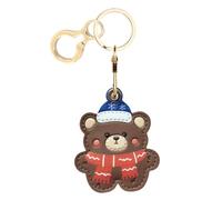 ZOUITY Leather Keychain Holder Protective Case Compatible with Apple AirTag | Cute Drop-proof Cover with Keyring,Anti-Scratch Finder GPS Tracker Case for Wallet Keys,bag,Backpack,pets,luggage,Bear D