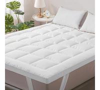 ZOUK Mattress Topper Kingsize Bed - 10cm Fibre-Filled Quilted Mattress Topper - Soft Microfibre Comfort Layer with Secure Elastic Straps - King Size Bed Topper