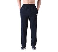 Zoulee Men's Front Zip Open-Bottom Sports Pants Sweatpants Trousers - Black - Large