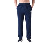 Zoulee Men's Front Zip Open-Bottom Sports Pants Sweatpants Trousers - Blue - X-Large