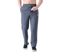 Zoulee Men's Front Zip Open-Bottom Sports Pants Sweatpants Trousers, Dark Grey, XXL