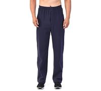 Zoulee Men's Front Zip Open-Bottom Sports Pants Sweatpants Trousers, Fleece Navy Blue, XXL