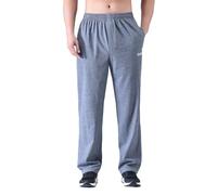 Zoulee Men's Front Zip Open-Bottom Sports Pants Sweatpants Trousers, Thin Dark Grey, X-Large