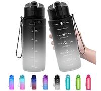 Zounich Sports Water Bottle Kids with Times to Drink Leakproof 1L / 700ml / 500ml 1Litre Drink Bottles BPA Free Motivational Adults, Gym, School, Running, Travel, Girls, Boys Filter Reusable