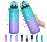 Zounich Sports Water Bottle Kids with Times to Drink Leakproof 1L / 700ml / 500ml 1Litre Drink Bottles BPA Free Motivational Adults, Gym, School, Running, Travel, Girls, Boys Filter Reusable