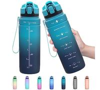 Zounich Sports Water Bottle Kids with Times to Drink Leakproof 1L / 700ml / 500ml 1Litre Drink Bottles BPA Free Motivational Adults, Gym, School, Running, Travel, Girls, Boys Filter Reusable