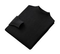 ZouoYYii Autumn/Winter Men' Cashmere Sweater Solid Color Pullover Half Turtleneck Casual Sweaters Wool Knit Jumper Black