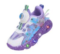 ZOUPREME Girls Elsashoes Light Up Trainers, Kids Princess Sneakers Luminous Sports Mesh Shoes Xmas (A1-Purple-Mesh,7.5)