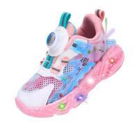 ZOUPREME Girls Elsashoes Light Up Trainers, Kids Princess Sneakers Luminous Sports Mesh Shoes Xmas (A1-Rosa-Mesh,9)