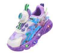 ZOUPREME Girls Elsashoes Light Up Trainers, Kids Princess Sneakers Luminous Sports Mesh Shoes Xmas (A2-Purple-Mesh2,8)